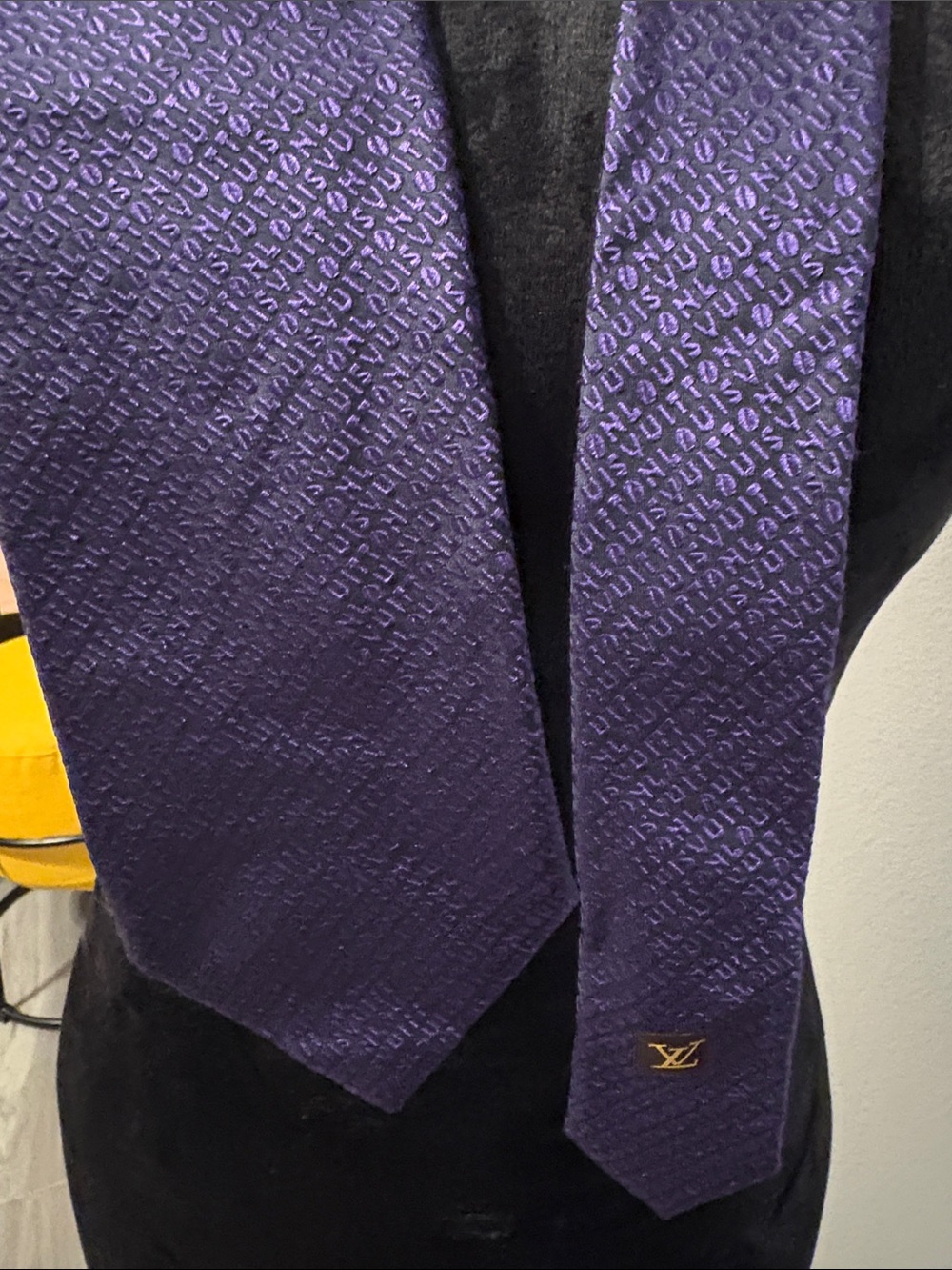 Louis Vuitton Deep Purple Silk Tie with Gold LV Accent